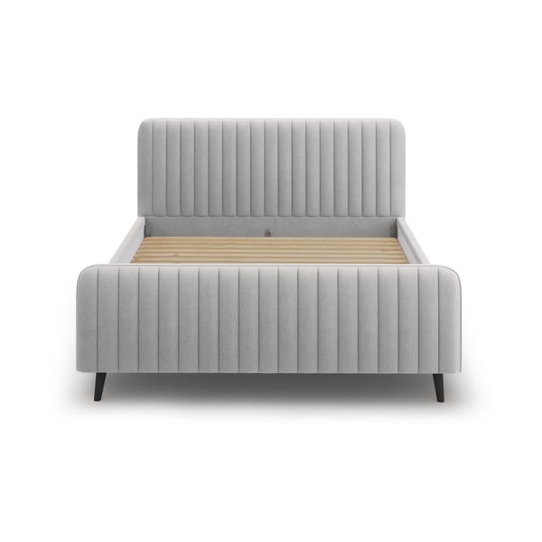 Šviesiai pilka minkšta dvigulė lova su grotelėmis 180x200 cm Lily - Micadoni Home-image-2