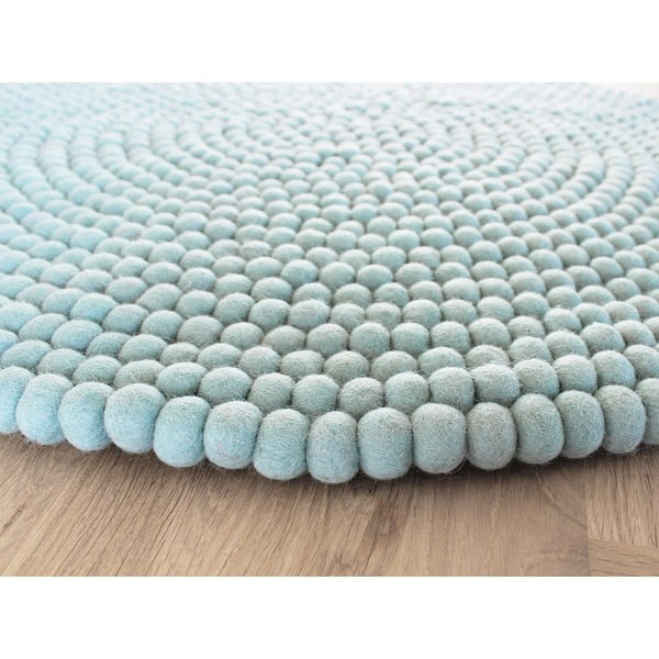 Melsvas vilnos kilimas Wooldot Ball Rugs, ⌀ 140 cm