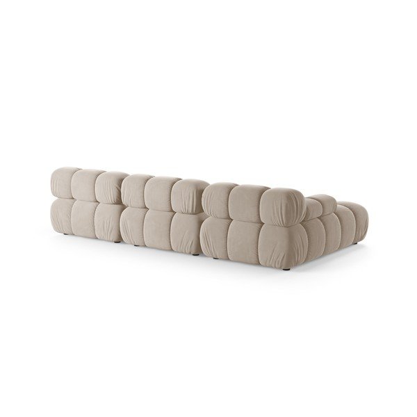 Kreminės spalvos modulinė kampinė sofa iš velveto (su kairiuoju kampu/su gultu) – Micadoni -image-3