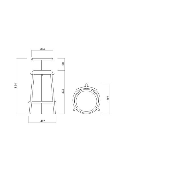 Mėlynos spalvos iš metalo baro taburetė (sėdynės aukštis 68 cm) Hogo – noo.ma-image-3