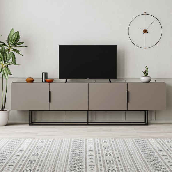 TV spintelė pilkos spalvos/smėlio spalvos 200x55 cm Titan – Marckeric-image-1