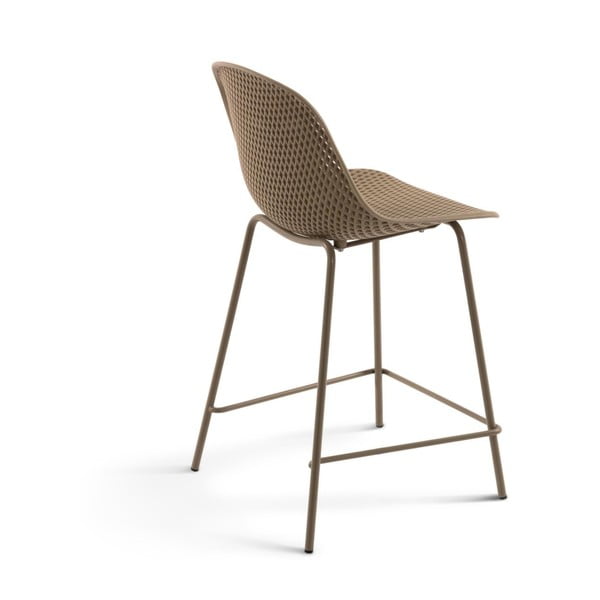 Metalinė/plastikinė sodo baro taburetė smėlio spalvos Quinby – Kave Home-image-2