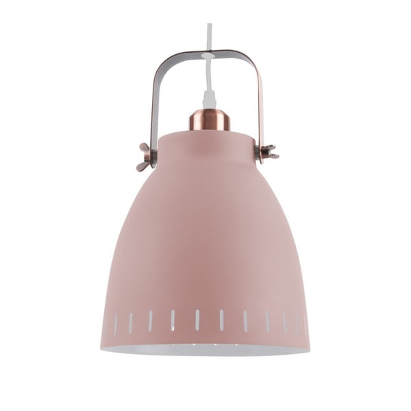 Rožinis pakabinamas šviestuvas su vario detalėmis "Leitmotiv Mingle", ⌀ 21 cm