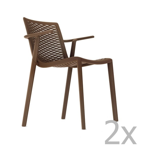 2 šokolado rudos spalvos sodo valgomojo kėdžių rinkinys "Resol Net-Kat