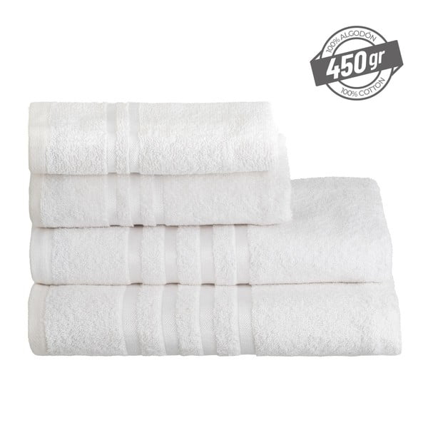 Baltos spalvos iš frote audinio iš medvilnės vonios rankšluostis 100x150 cm Simple – Casa Selección-image-4