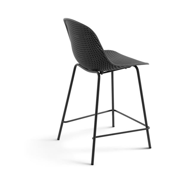 Tamsiai pilkos spalvos metalinė/plastikinė sodo baro taburetė Quinby – Kave Home-image-3