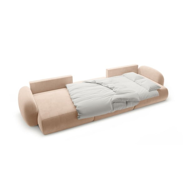 Smėlio spalvos iš velveto sulankstoma/su sandėliavimo vieta kampinė sofa („U“ formos) Tonale – Cosmopolitan Design-image-3