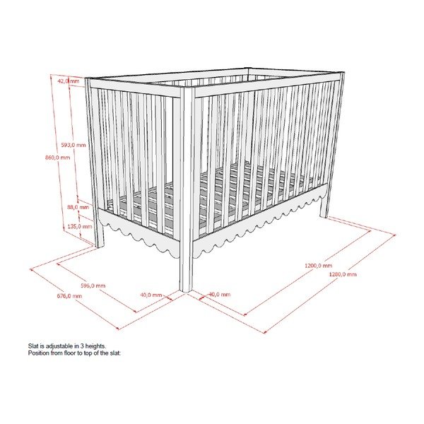 Smėlio spalvos iš pušies masyvo vaikiška lovelė reguliuojamas aukštis 60x120 cm Swingo – Vipack-image-3