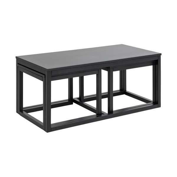 Kavos staliukai juodos spalvos 3 vnt. su ąžuolo dekoro stalviršiu 60x120 cm Cornus – Actona-image-4