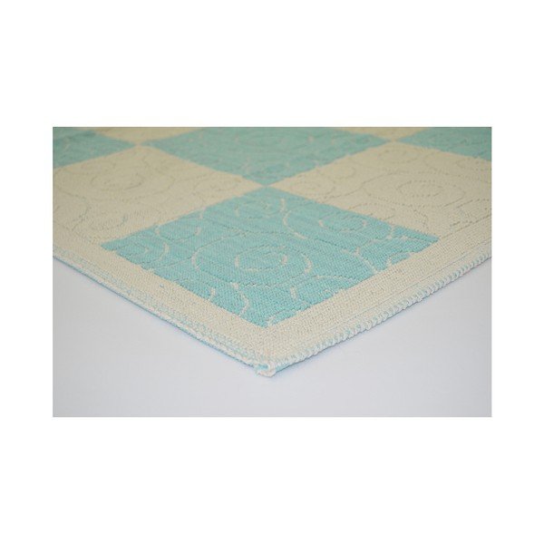 Mėlynas patvarus kilimas Vitaus Patchwork Turkuaz, 80 x 300 cm-image-1