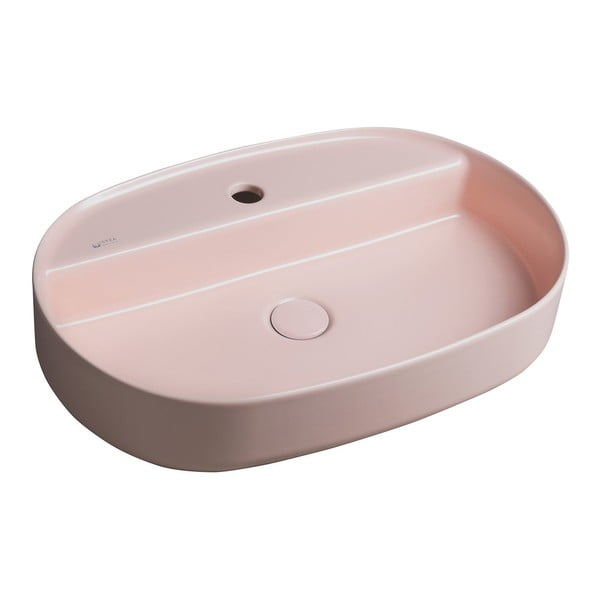 Iš keramikos praustuvas rožinės spalvos 60x40 cm Infinity Oval – Sapho