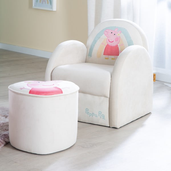 Iš velveto vaikiškas krėslas baltos spalvos Peppa Pig – Roba-image-2