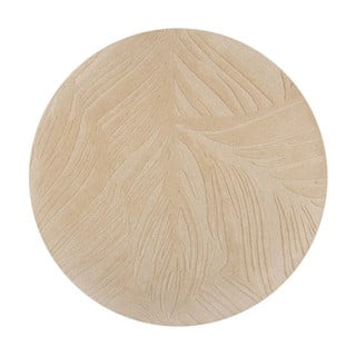 Smėlio spalvos vilnonis apvalus kilimas ø 160 cm Leaf - Flair Rugs
