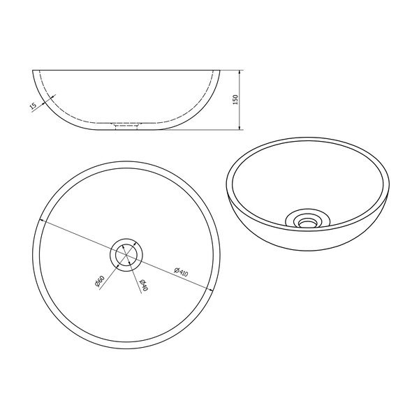 Iš keramikos apvalios formos praustuvas rudos spalvos ø 41 cm Priori – Sapho-image-3