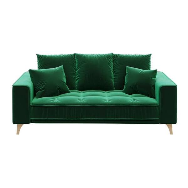 Tamsiai žalia aksominė sofa Devichy Chloe, 204 cm