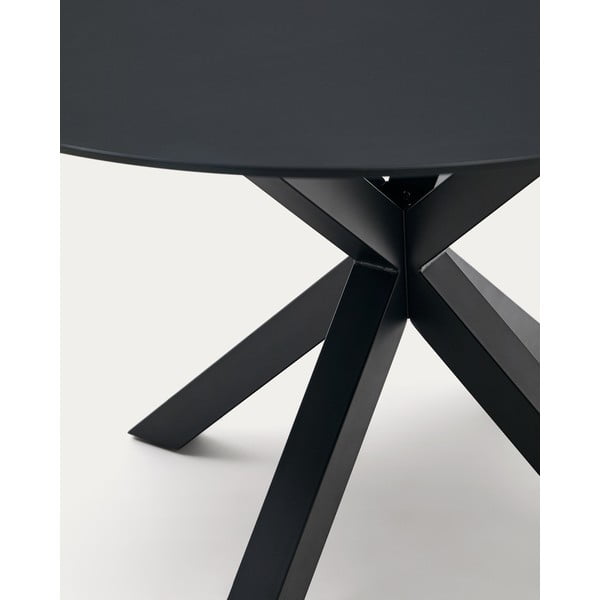 Apvalios formos valgomojo stalas juodos spalvos su stikliniu stalviršiu ø 150 cm Argo – Kave Home-image-2