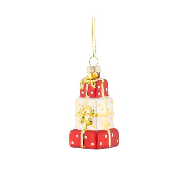 Iš stiklo eglutės papuošimas 4 cm Stack of Presents – Sass & Belle