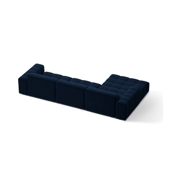 Tamsiai mėlynos spalvos kampinė sofa iš velveto (su kairiuoju kampu/su gultu) Chicago – Cosmopolitan Design-image-2