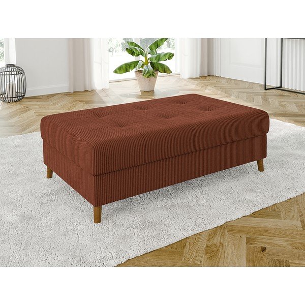 Raudonos plytų spalvos iš kordinio velveto taburetė Ariella – Ropez-image-1