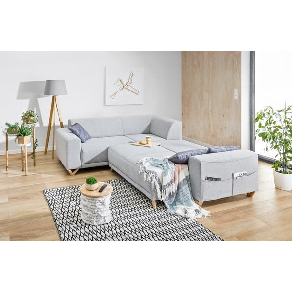 Šviesiai pilkos spalvos sulankstoma/su sandėliavimo vieta kampinė sofa (su kairiuoju kampu/„L“ formos) Classy Sophie – Miuform-image-4