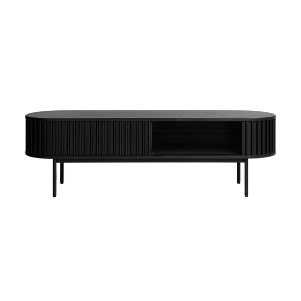 TV spintelė juodos spalvos iš ąžuolo 48x160 cm Siena – Unique Furniture-image-4