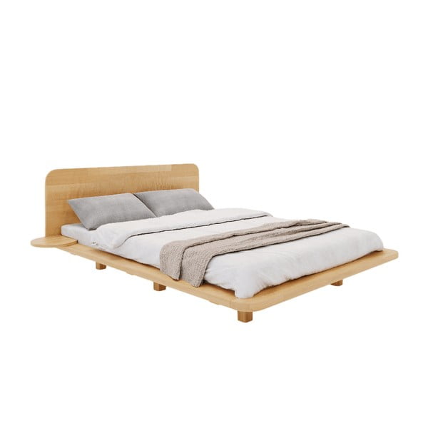 Natūralios spalvos dvigulė lova iš bukmedžio medienos 160x200 cm Japandic - Skandica
