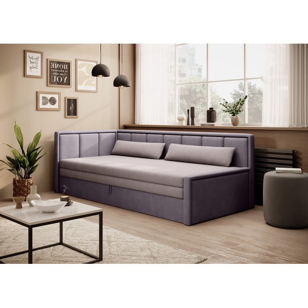 Rožinės spalvos iš šenilinio audinio sulankstoma/su sandėliavimo vieta sofa 214 cm Fulgeo – ELTAP-image-1