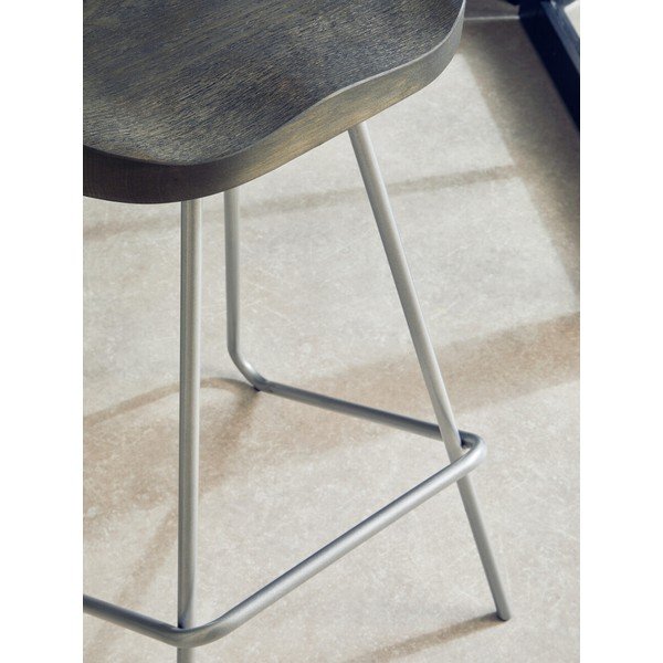 Sidabrinės spalvos/natūralios spalvos iš guobos masyvo baro taburetė (sėdynės aukštis 78 cm) District – Premier Housewares-image-3