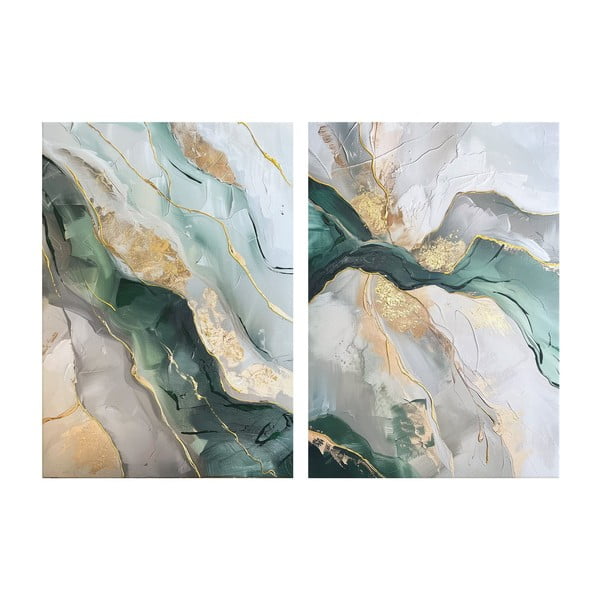 Paveikslai su rankomis tapytais elementais rinkinyje 2 vnt. 50x70 cm Aventurine – Styler