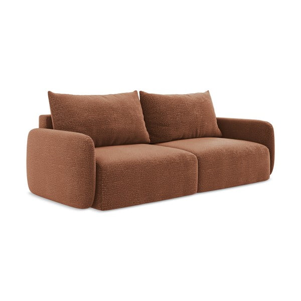 Raudonos plytų spalvos sulankstoma/su sandėliavimo vieta sofa 238 cm Kalena – Makamii-image-2