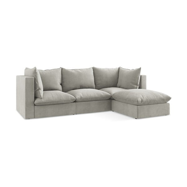Šviesiai pilkos spalvos kampinė sofa (su dešiniuoju kampu/su gultu) Manao – Makamii-image-3