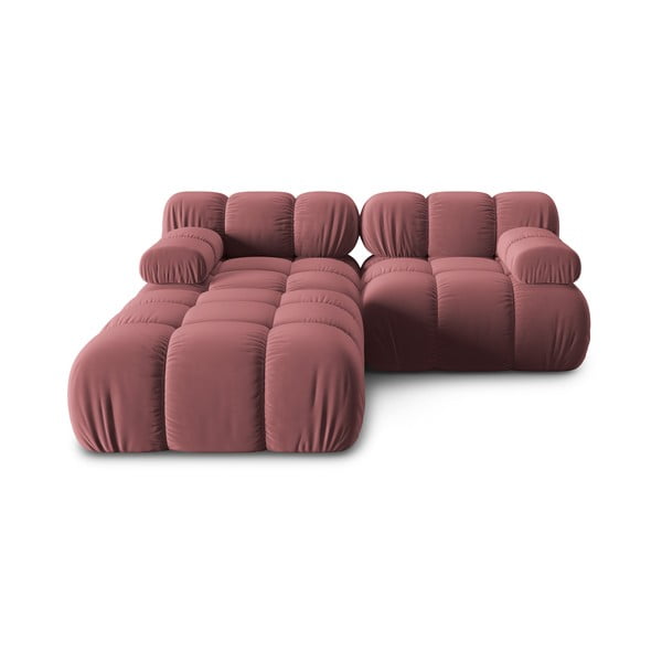 Kampinė sofa rožinės spalvos iš velveto Bellis – Micadoni Home