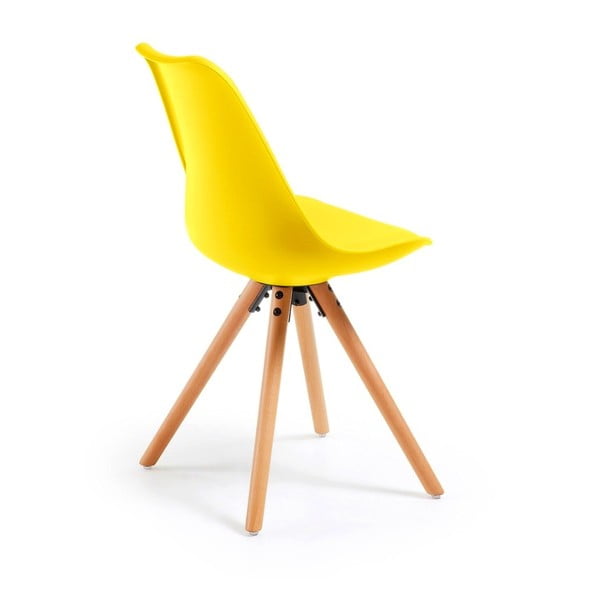 Geltonos spalvos kėdė su bukmedžio kojomis Bonami Essentials Lumos-image-1