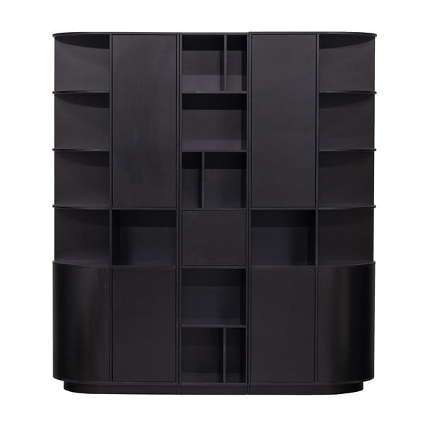 Iš pušies masyvo modulinė knygų spinta juodos spalvos 196x210 cm Finca – WOOOD