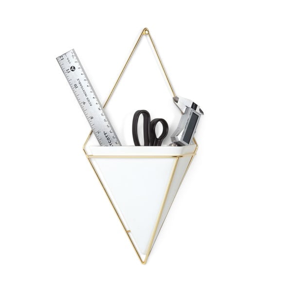 Baltas keraminis kabantis vazonas su aukso spalvos dizainu Umbra Trigg-image-4