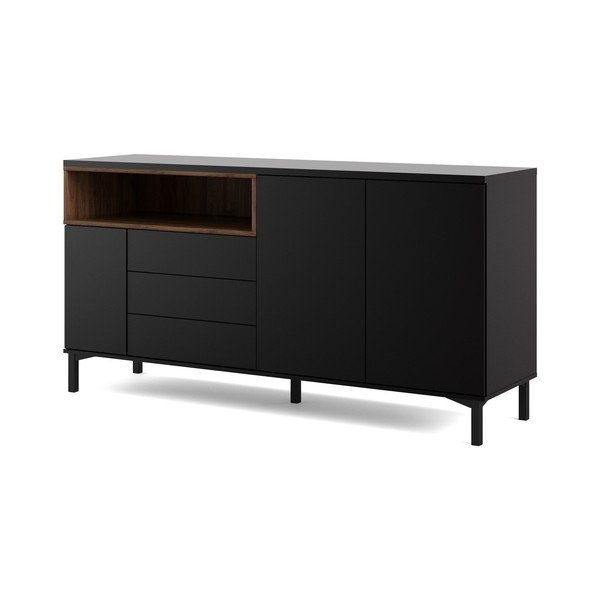 Juodos spalvos šoninė spintelė 176x90x49 cm Roomers – Tvilum-image-2
