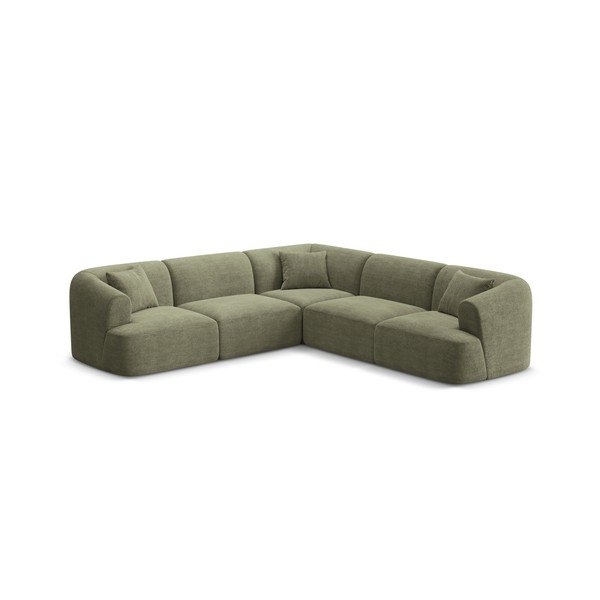 Žalios spalvos kampinė sofa iš kordinio velveto Campi – Cosmopolitan Design-image-1