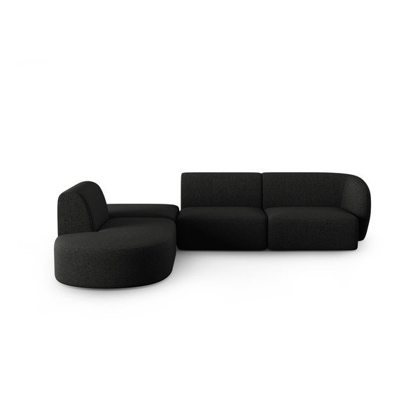 Juodos spalvos iš šenilinio audinio kampinė sofa (su kairiuoju kampu/„L“ formos) Paolo – Milo Casa