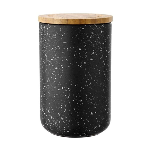 "Ladelle Speckle" juodas keraminis indelis su bambukiniu dangteliu, aukštis 17 cm