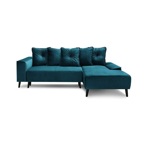 "Bobochic Paris Hera Bis" benzininio aksomo kampinė sofa-lova, dešinysis kampas-image-2