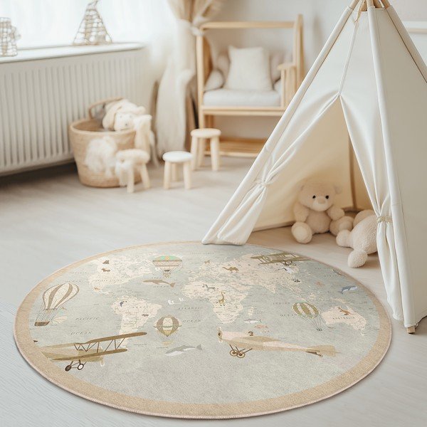 Skalbiamas vaikiškas žaidimų kilimas ø100 cm Vintage World – Mila Home-image-1