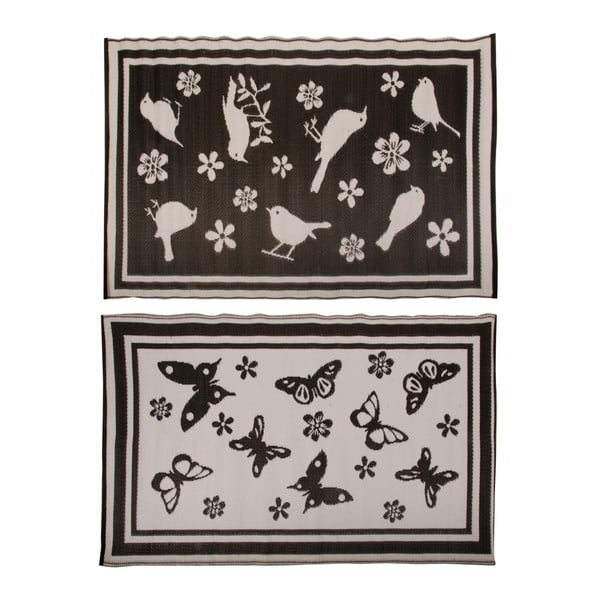 2 juodai baltų sodo kilimėlių rinkinys Esschert Design, 180 x 118,5 cm