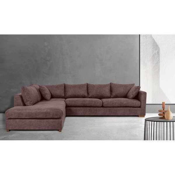 Iš dirbtinės odos kampinė sofa tamsiai rudos spalvos (su kairiuoju kampu) Hamburg – Scandic-image-1