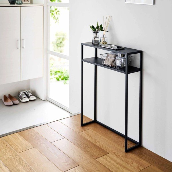 Juodos spalvos iš metalo konsolinis staliukas 18x60 cm Tower – YAMAZAKI-image-2