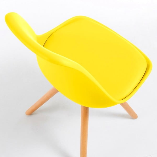 Geltonos spalvos kėdė su bukmedžio kojomis Bonami Essentials Lumos-image-2