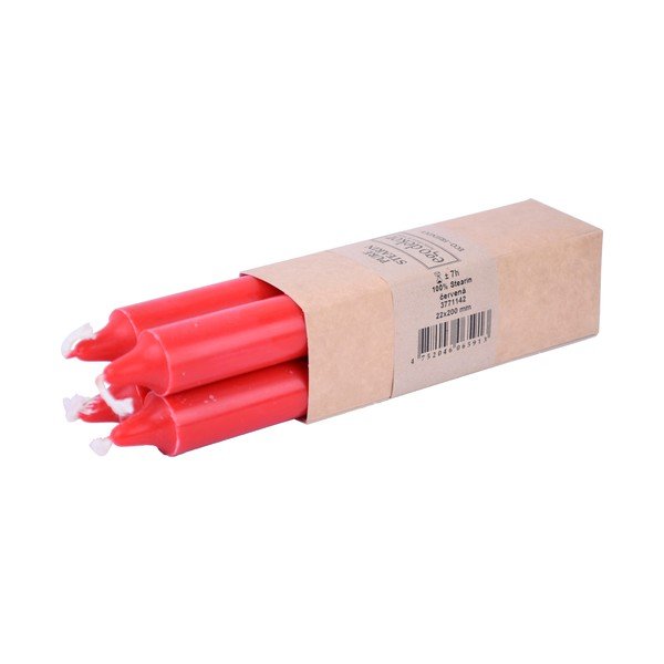 4 raudonų ilgų žvakių rinkinys Ego Dekor ED, degimo trukmė 7 val.-image-2