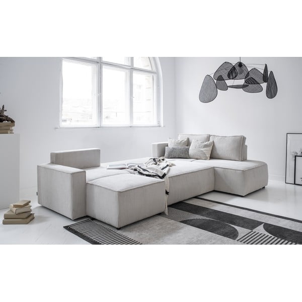 Iš kordinio velveto sulankstoma kampinė sofa baltos spalvos (su dešiniuoju kampu/„U“ formos) Brave Dave – Miuform-image-3
