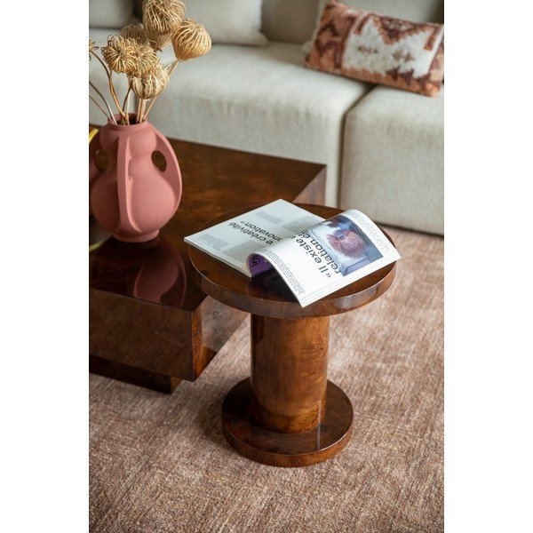 Apvalios formos šoninis stalas iš riešutmedžio ø 46 cm Quinn – Dutchbone-image-1