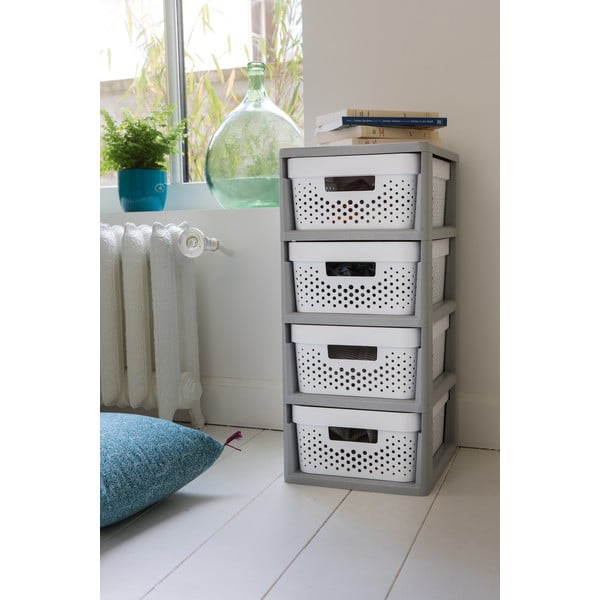 Iš plastiko lentyna ant ratukų baltos spalvos/pilkos spalvos 29,5x65,5 cm Infinity – Curver-image-2