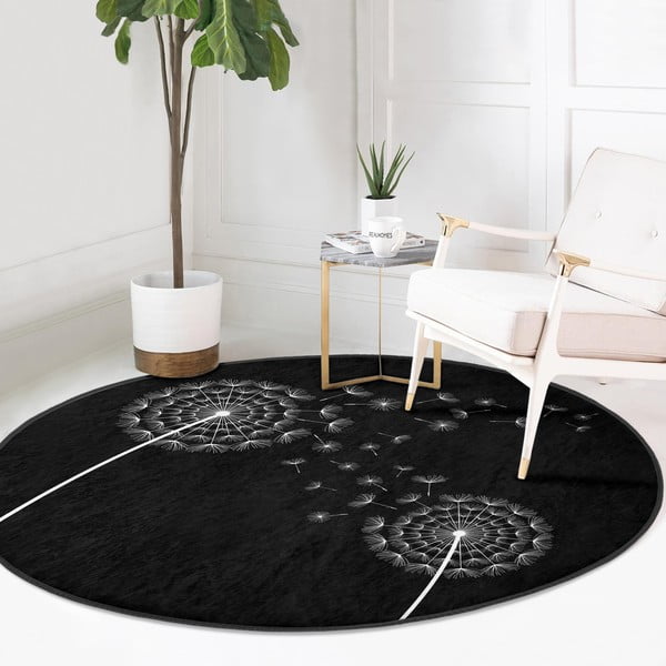 Skalbiamas/robotiniams dulkių siurbliams apvalios formos kilimas juodos spalvos ø 100 cm Comfort – Mila Home-image-2